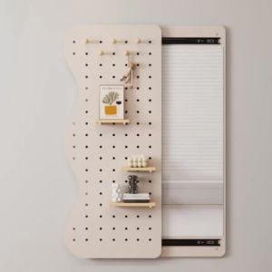 ⚡[Solid Wood Load-Bearing] Full-Body Mirror Bedroom Household Fitting Mirror Wall-Hanging Coat Rack with Light Hole Board Mirror Entrance Rental House Dressing Mirror