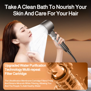 Adjustable rain shower head 5 spray settings 3 levels of filtration Easy to install Fivespeed filtered pressurized shower head Pressurized shower head fivespeed waterfall dense rain shower head