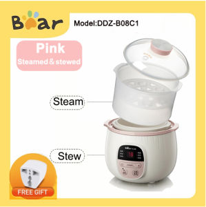 Original Bear Electric Slow Cooker Double Inner 0.8L Multi-Function Ceramic Stew Pot DDZ-B08C1
