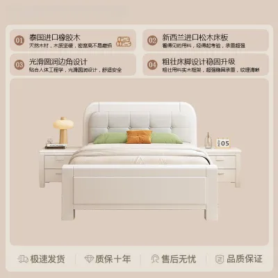 Solid wood bed 1m/1.2m single bed small bed simple design for small apartments childrens secondary bedroom upholstered bed