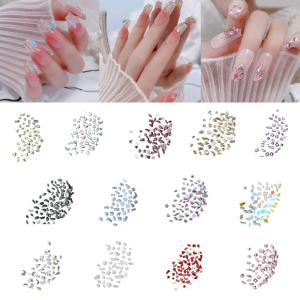 100Pcs Flatback Nail Rhinestones Mini Diamond Nail Charms 3D Gems DIY Manicure Nail Decoration Part