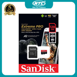 Thẻ nhớ MicroSDXC SanDisk Extreme Pro 128GB V30 U3 4K A2 đọc 200MB/s ghi 90MB/s - phù hợp flycam máy quay camera điện thoại máy game (Đen đỏ) Nhất Tín Computer