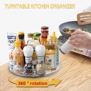 [OctoberSG] Kitchen 360 Rotate Spice Jar Seasoning Storage Holder Transparent Multilayer Multifunctional Lazy Susan