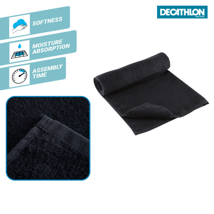 Small Cotton Fitness Towel - Black - Black - Domyos - Decathlon