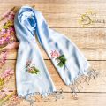Khăn Lụa Tơ Tằm Thêu Sen Việt Nam SenSilk 200x55cm, Khăn Thêu Thủ Công, Vải Lụa Tơ Tằm, Lụa Tơ Tằm Thêu Tay, Vietnam Silk Embroidery. 