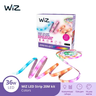 WiZ Lampu Hias Smart LED Strip 20M Starter Kit WiFi RGBIC adaptor – Lampu Hias TV