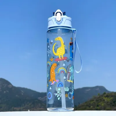 Q-1151 STORE 750ML Straw Water Bottles Portable Lifting Rope Drink Cup Cartoon Leak-Proof Childrens Water Cup Sports Fitness