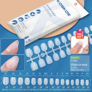Sinh Ra Khá Koskoe 120Pcs/Túi bọc hoàn toàn Điêu Khắc Mờ đầu móng Rõ Ràng XS Ngắn Vòng Hạnh Nhân móng giả cực ngắn móng giả Nguồn Cung Cấp móng tay giả công cụ nối dài
