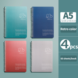 A5\B5 Spiral Notebook For Student 60 Sheets Line Paper Diary Notepads Set School Supplies 4pcs/set