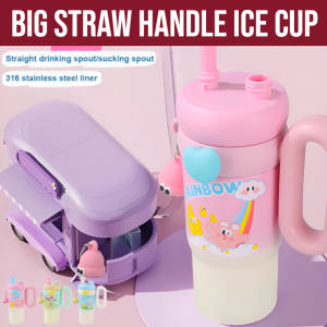Big Straw Handle Ice Cup 316 Stainless Steel Ice Cup Ice Bar Cup Largecapacity Water Cups Hot And Cold Bottles Thermos Ice Cup