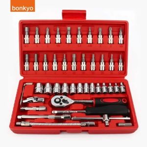 Bonkyo Kunci SOK 46 PCS Set Socket (1/4 ") Full Lengkap Pas Ring L Motor 46 sets of Auto Repair Tools