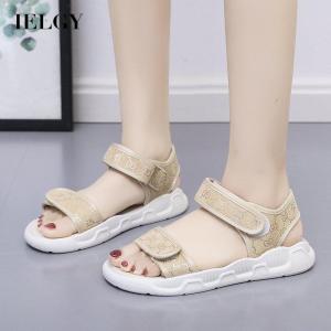IELGY đế mềm Xăng đan thể thao Retro Velcro phong cách Hàn Quốc Giày nữ