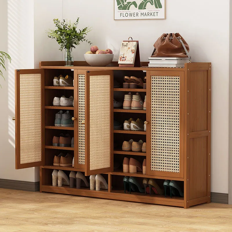 Cream White Bamboo Multi-layer Rattan Shoe Cabinet Corridor Indoor And  Outdoor Corridor Shoe Rack
