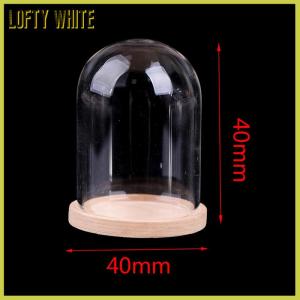 Lofty White 1:12 dollhouse Miniature Decor ดอกไม้จอแสดงผลแก้วระฆังกับฐาน