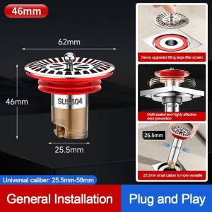 JURHOMIE Anti Odor Floor Drain Core Insect Proof Easy Install Removable Seal Stopper Durable Odor Control Sewer Strainer Plug Water Drain Supplies