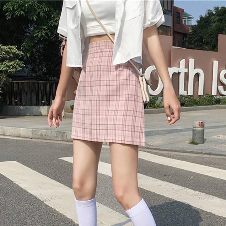 Plaid shop skirt lazada