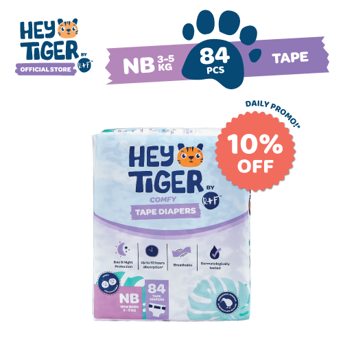 HEY TIGER Tape Jumbo Pack NEWBORN (3-5 kg) - 84 pcs - Tape Diapers