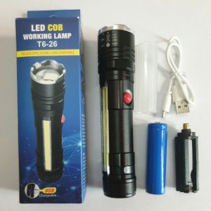 Flashlight LED COB Torchlight Magnet T6-26  Sangat Terang..(tapak bermagnet) zoom in 200 meter