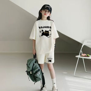 Bộ cộc tay bé gái đồ bộ cho bé gái mùa hè quần áo mùa hè cho bé gái mẫu Mèo size 18-50kg chất liệu cotton thoáng mát