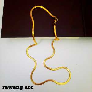 kalung  titanium pria & wanita gold pipih  45/50/60 cm anti karat selamanya