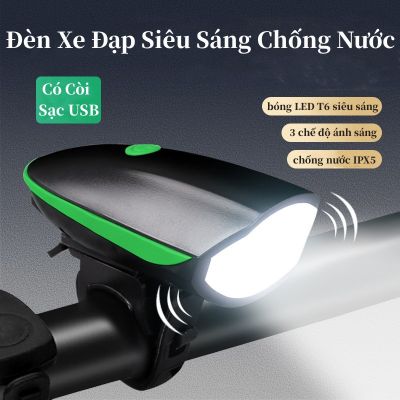 Đèn xe đạp có còi sạc usb thể thao chất lượng cao,đèn led đèn pin sạc chống nước siêu sáng cho xe đạp