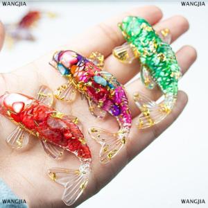 [COD] WANGJIA Stone Gravel Lucky Koi Fish Figurine Resin Mini Quartz Fancy Carp Statue Home Decor Desk Ornament Gift