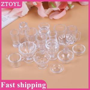 ZTOYL💝 17Pcs/Set 1:12 Dollhouse Miniature Transparent Tableware DIY Kitchenware Toys