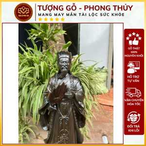 tượng Khổng Minh trong nhà được coi như vị thần Trí Tuệ giúp học hành thi cử gặp may mắn gỗ mun có 3 kích thước