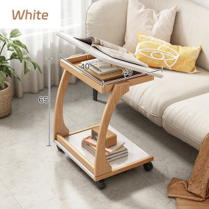 Table with Wheels Sofa Side Table with Casters Couch Laptop Desk End Table Snack Tray for Living Room Bedroom