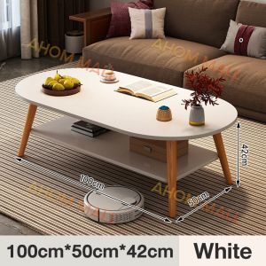 Bilayer Coffee Table Living Room Household Small Table Sofa Side Table Beside Corner Oval Table Simple Balcony Tea Table Meja Kopi Kecil Sisi 茶几桌
