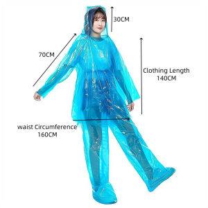 Adult Raincoat Split Set Disposable Thickened Raincoat Rainpants Waterproof Rain Cape