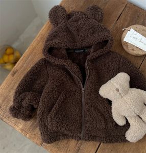 1-7 Years Autumn Winter Baby Boys Jacket Keep Warm Fashion Bear Ears Girls Princess Coat Plush Hooded Boy Outerwear Kids Clothes2026