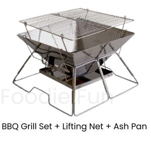 Portable BBQ Grill Table With Ash Pan Non-Stick Surface Stainless Steel Folding Camping Picnic/Meja Besi Pemanggang BBQ