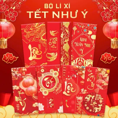 (TẾT 2025) 100 Bao Lì Xì Màu Đỏ Tết May Mắn Năm Mới Ất Tỵ