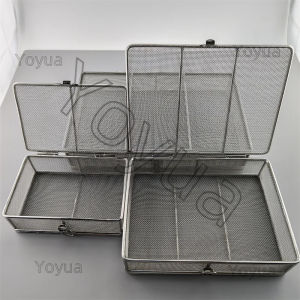 9 Sizes Sterilization Net Basket Sterilizing Basket with Lid Stainless Steel Instrument Autoclave Disinfection