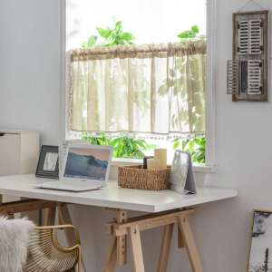 Ready Stock Solid White Short Curtain Rod Pocket Valances for Windows Modern Style Smooth Textured Short Drapery for Kitchen