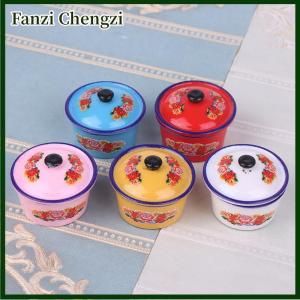 Fanzi 2pcs Dollhouse Miniature Nostalgic Life Scene Decoration Enamel Basin Doll Accessories Toys