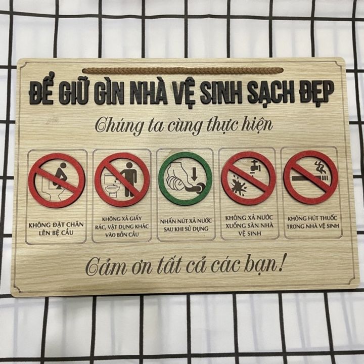 Bảng gỗ, tranh gỗ quy định cùng nhau giữ gìn vệ sinh nhà cửa phòng trọ ...