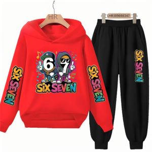 67 Six Seven Kids Hoodie Black Boy Girl Pink 3-12Yrs Print Clothing Casual Top+Trousers Child Gift Coat Set Autumn2026