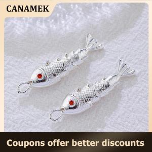 【 CANAMEK 】 Chinese Style Metal Fish Shaped Charms Pave Red Zircon Pendants For DIY Necklace Bracelet Earrings Jewelry Making Accessories