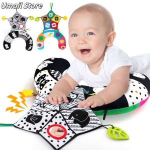 Baby U-shaped Pillow Tummy Time Pillow Toys with With Mirror Teethers Black & White High Contrast