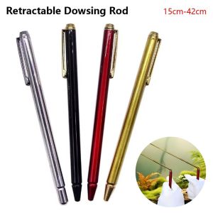 HQIANGDA 1Pcs Brass Alloy Dowsing Rods Retractable Metal L Rods Pen Shape Retractable Detector Rod for Detecting Water