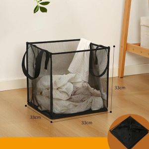 Laundry Basket Large Capacity Square Folding Mesh Basket Portable Household Clothing Organizer