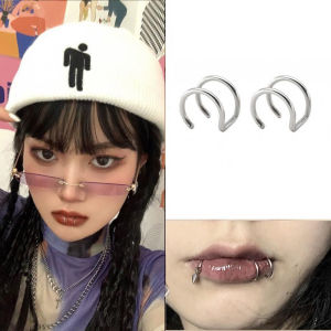 [haoh] ต่างหูแบบหนีบไทเทเนียมทำจากเหล็กอเนกประสงค์สำหรับผู้ชายและผู้หญิงเครื่องประดับแนวฮิปฮอปเท่ไม่เจาะ