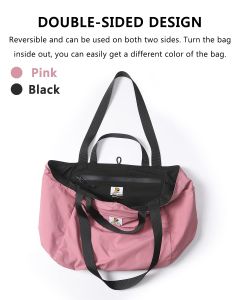 【SKIT SG】Reversible Hit Color Tote Duffle Bag Foldable Travel Business Trip Cabin Bag 35x20x30cm Staycation All in Luggage Bag Travel Bag Portable Shoulder Yoga Fitness Sports Gym Luggage Bag Large Capacity Short Distance Buggy Weekender Bag Backpack