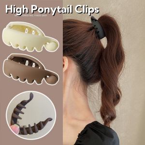 Pure Color Frosted High Ponytail Clips Korean Elegant  Banana Clip Women Hair Matted Style Accessories Fashion Ponytail Barrettes Hair Claws Hairpins