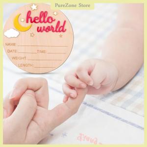 [PureZone] Wooden Hello World Newborn Sign Cute Birth Announcement Board Baby Announcement