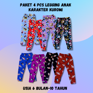 Legging Anak Karakter Kuromi Usia 6 bulan-10 Tahun Warna Biru Hitam Merah Ungu Bayi