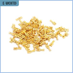 【E-WOITD】 100 Pcs 6.3mm Brass Car Speaker Female Spade Terminal Wire Connector