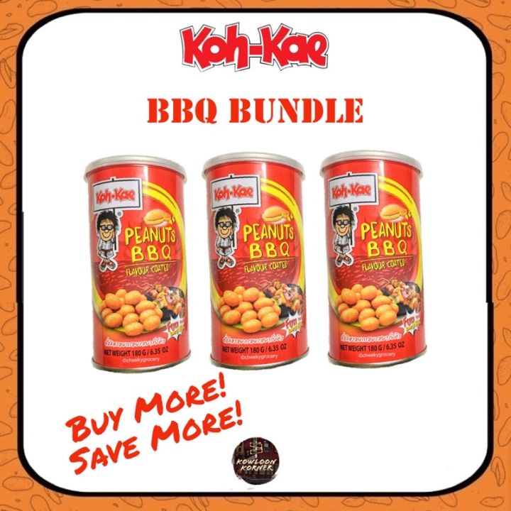 【COD】 [Thai No. 1 Nuts] Koh-Kae BBQ Peanut Snack Bundle (3 cans ...